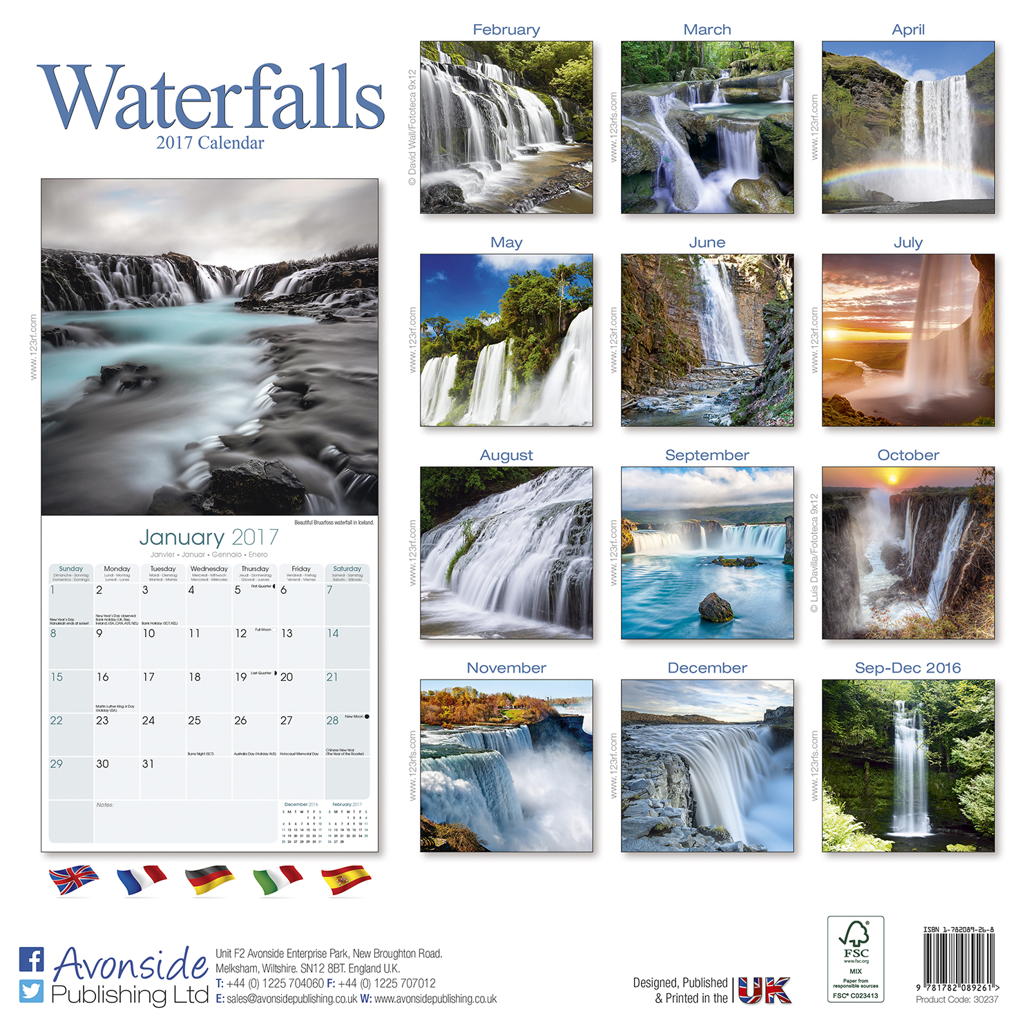 Waterfalls Calendar 2017 30237-17 | Travel, Places, Scenery