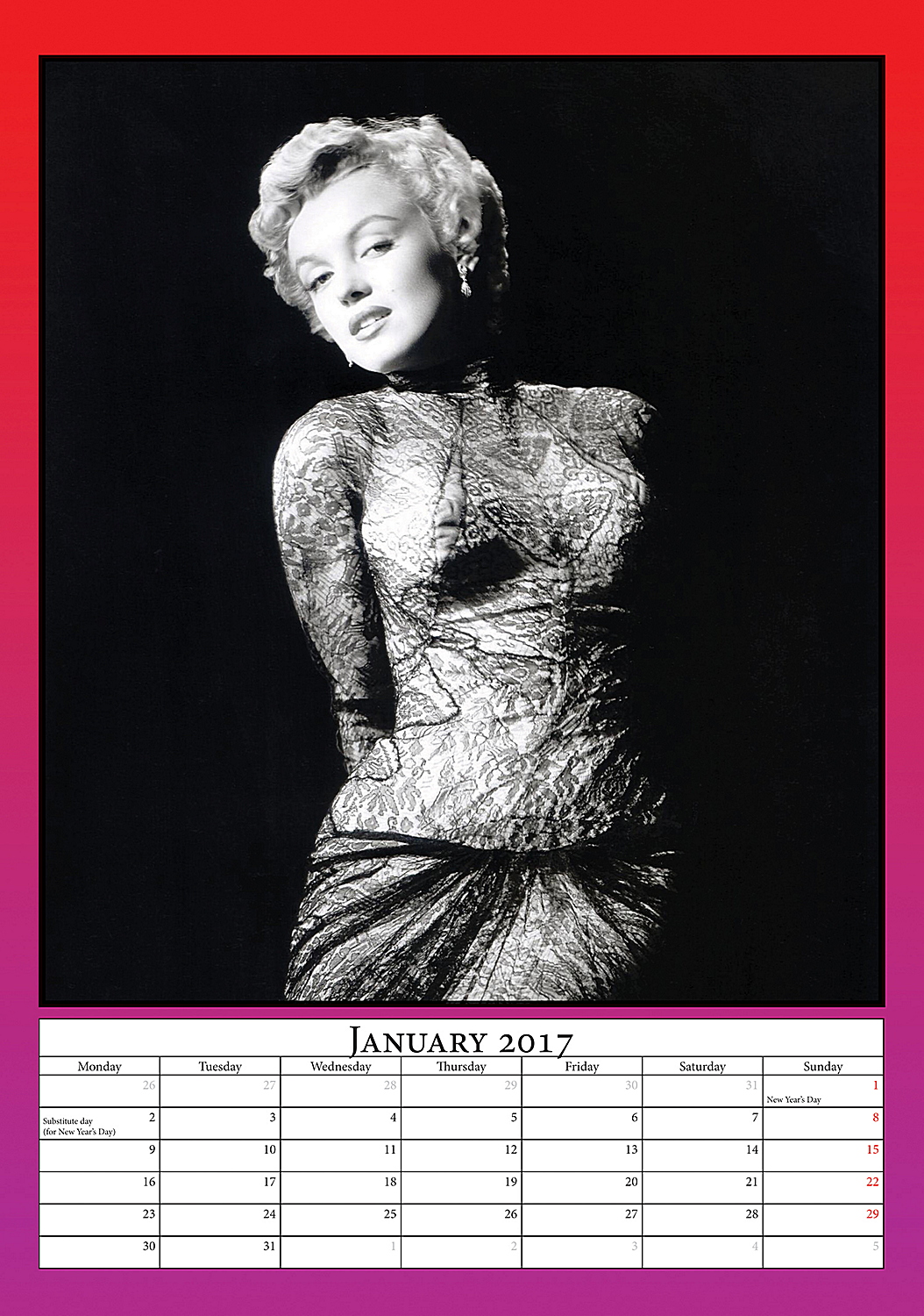 Marilyn Monroe Celebrity Wall Calendar 2017 Celebrity Calendars